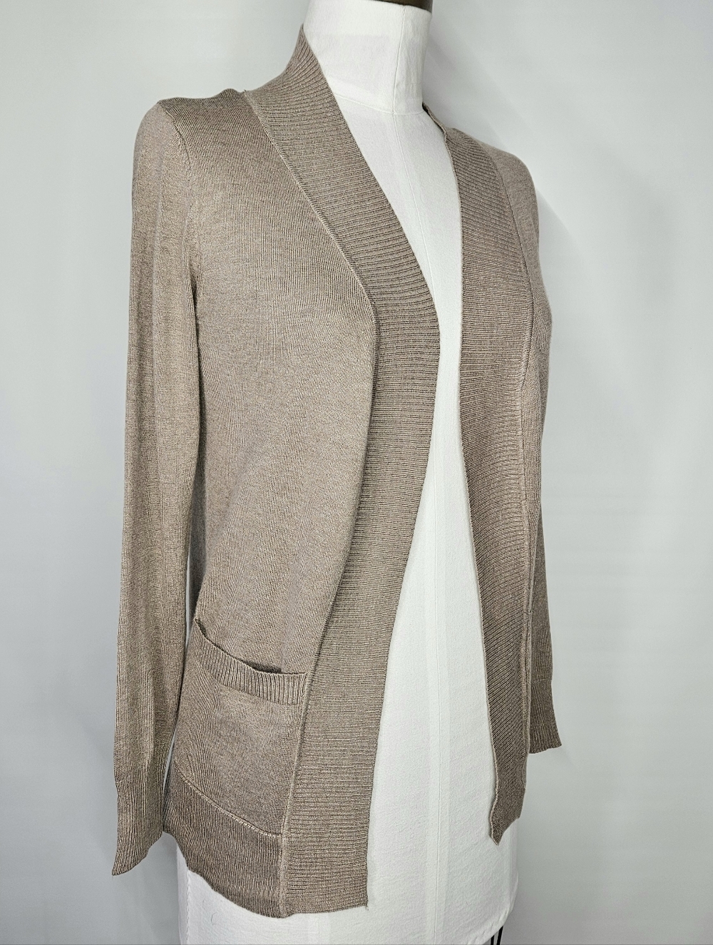 Cielo Size S/M Cardigan Camel Beige Taupe Open Front Sweater Pockets Soft Knit - Picture 5 of 11